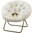 thumbnail image 1 of MCQ Faux Fur Folding Saucer Chair, Comfy Lounge Chairs for Bedroom Living Room Flexible Folding Seating, White, 1 of 5
