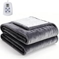 thumbnail image 1 of MCQ Full Size Electric Heated Blanket 84"x77" with Dual Zone Independent Control, Washable Flannel & Sherpa Fabric, 10 Heat Levels, Auto Shut-Off, 1 of 5