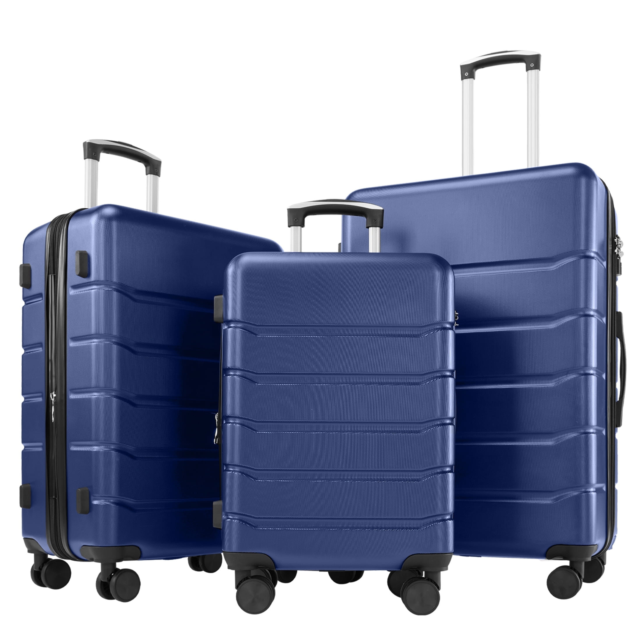 MCQ Hardshell Carry-On Luggage Set, Double Spinner Suitcase with TSA Lock, Blue, 3-Piece (20/24/28 Inch)