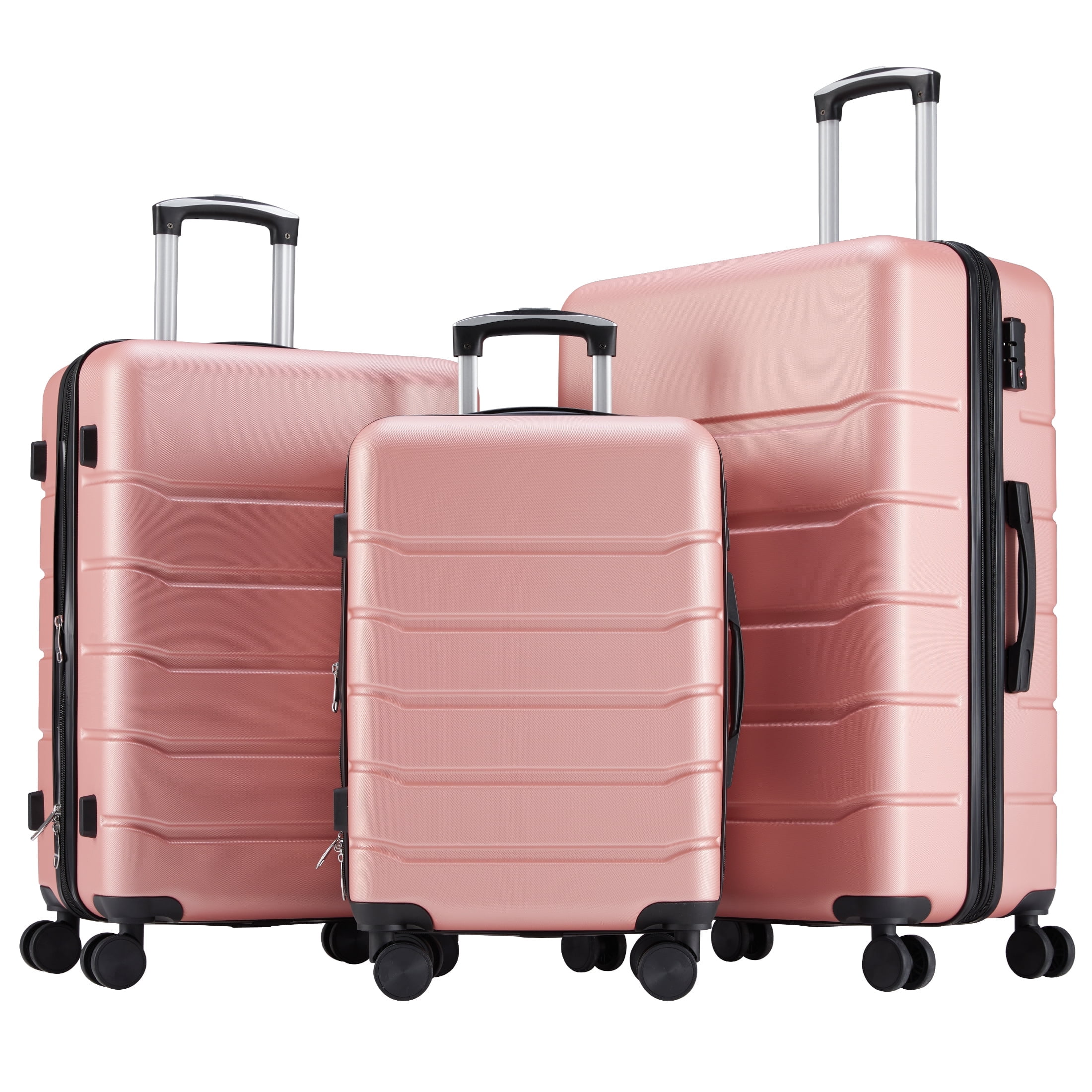 MCQ Luggage Set, 3-Piece Hardshell Spinner Suitcase with TSA Lock, Pink (20/24/28 inch)