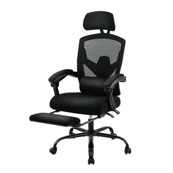 MCQ Heavy Duty Office Chair, Home Ergonomic High Back with Adjustable Lumbar Support, Headrest, Footrest, Black
