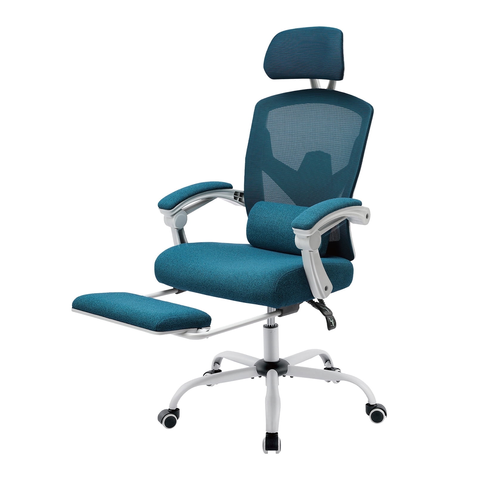MCQ Heavy Duty Office Chair, Home Ergonomic High Back with Adjustable Lumbar Support, Headrest, Footrest, Blue
