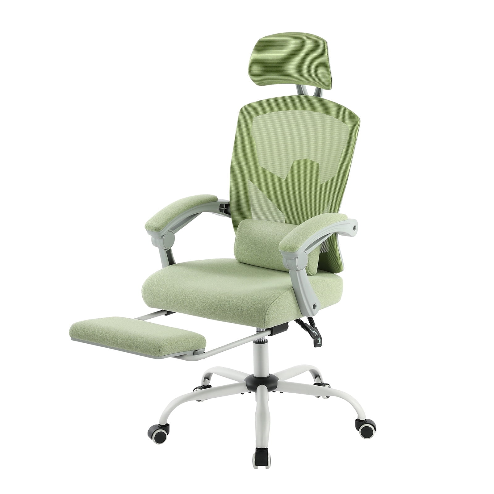 MCQ Heavy Duty Office Chair, Home Ergonomic High Back with Adjustable Lumbar Support, Headrest, Footrest, Green