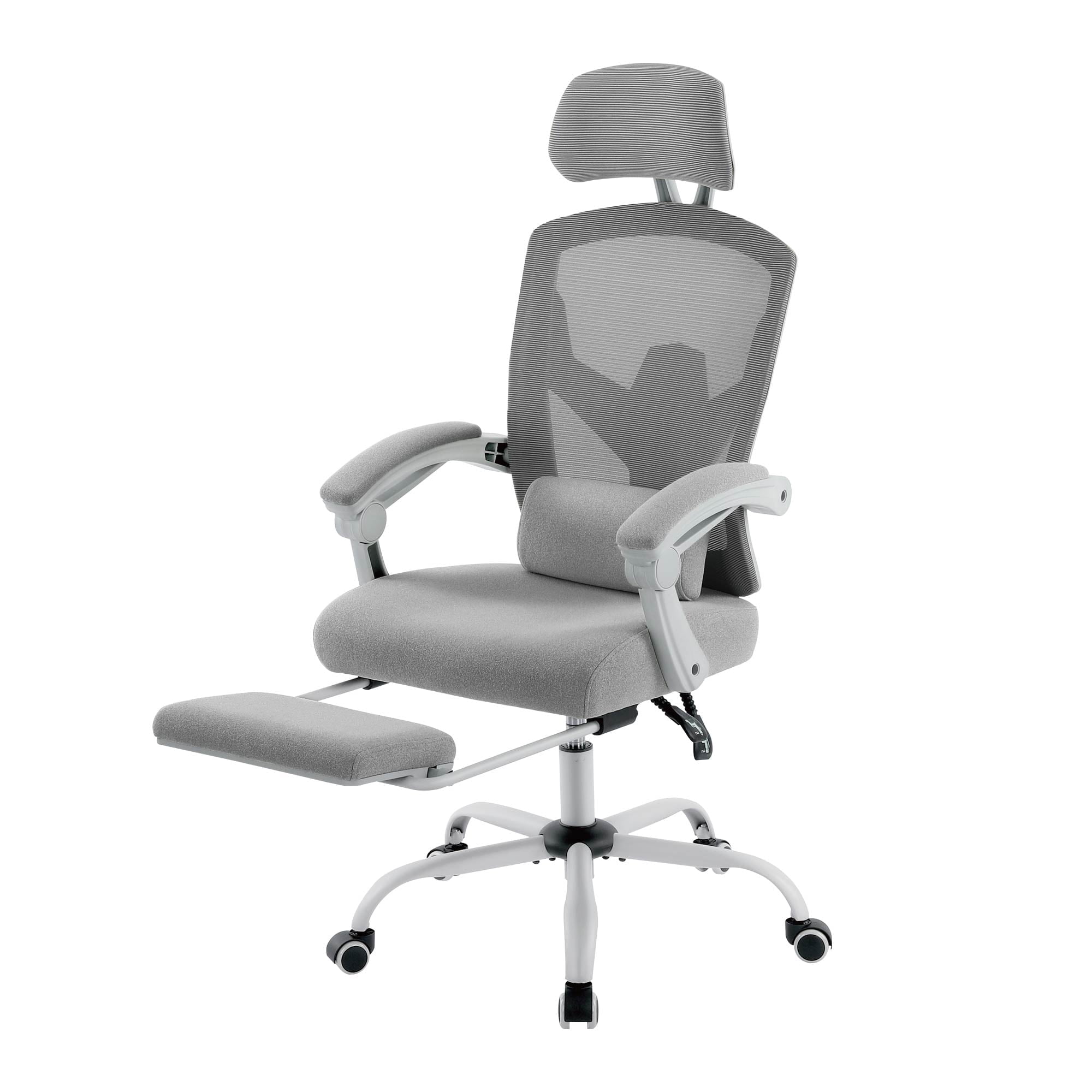 MCQ Heavy Duty Office Chair, Home Ergonomic High Back with Adjustable Lumbar Support, Headrest, Footrest, Grey