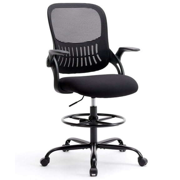 MCQ High Mesh Rolling Chair with Lumbar Support,Adjustable Features, for Office, Study & Home , Standing Workstations,Black