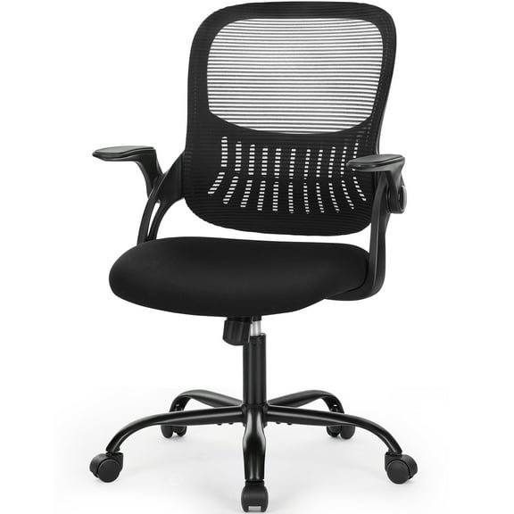 MCQ Home Ergonomic Office Chair with Adjustable and Flip-up Armrest,Heavy Duty Desk Chair with Lumbar Support, Black