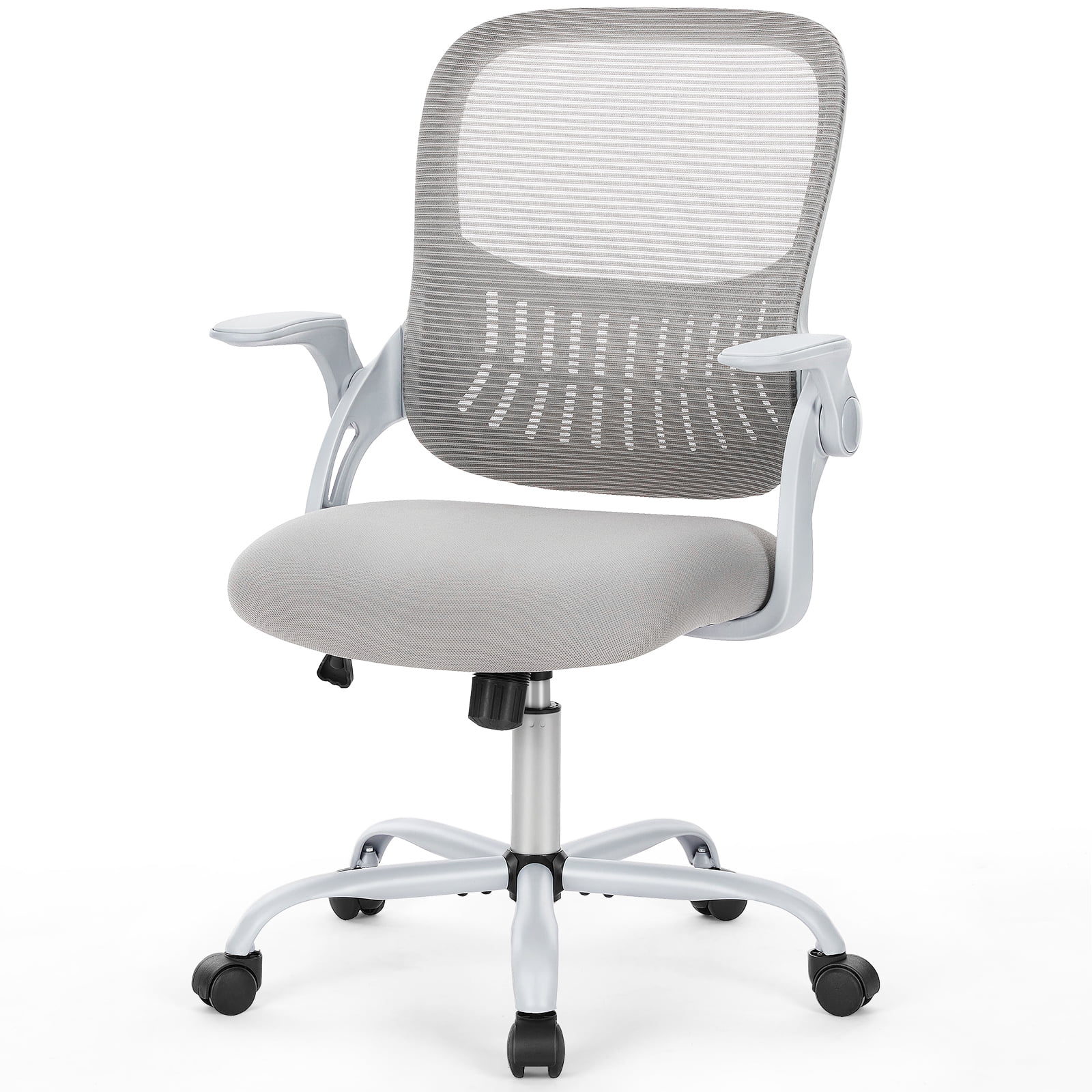MCQ Home Ergonomic Office Chair with Adjustable and Flip-up Armrest,Heavy Duty Desk Chair with Lumbar Support, Grey