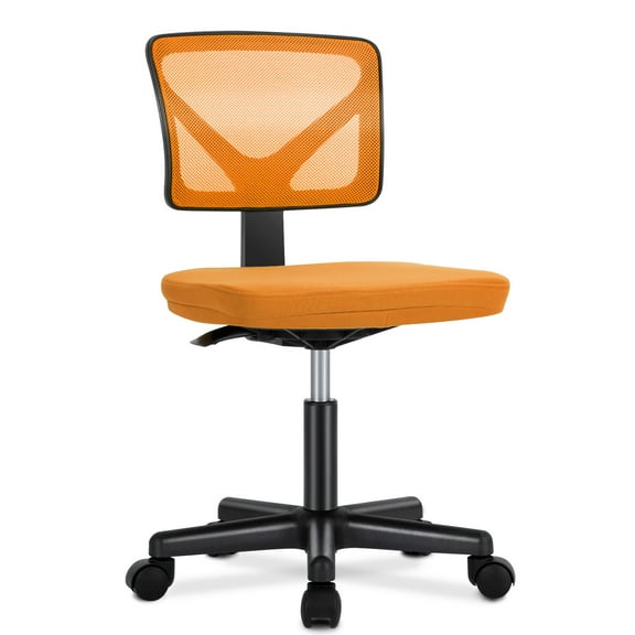MCQ Home Office Chair, Armless Office Chair with Wheels, Comfortable Home Office Chair, Adjustable Swivel Makeup Task Computer Chair, Orange