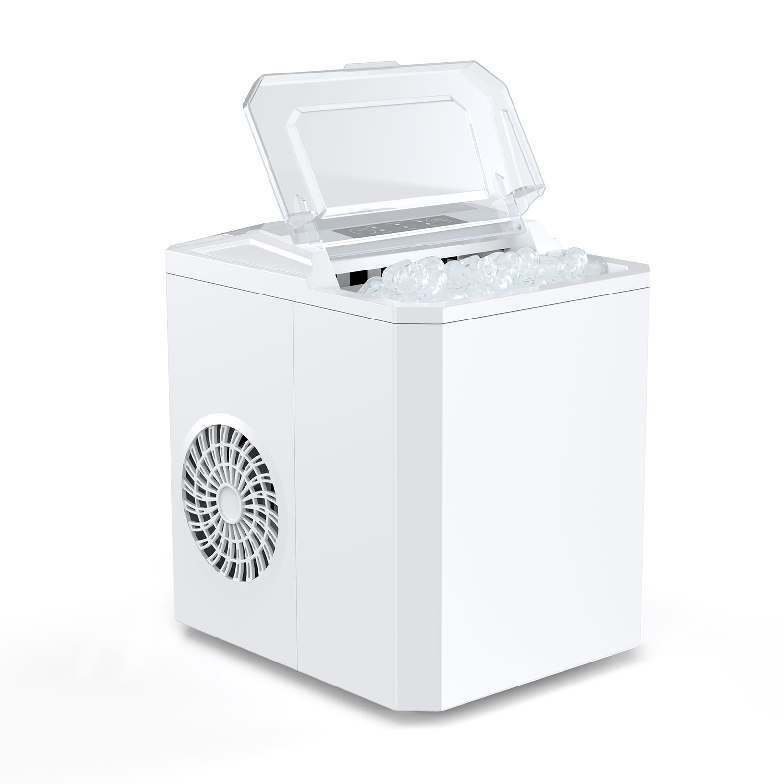 MCQ Ice Maker, Countertop Ice Maker, Portable, Auto-Cleaning, 9 Bullet Ice Cubes in 6 Mins, 26lbs in 24Hrs, White