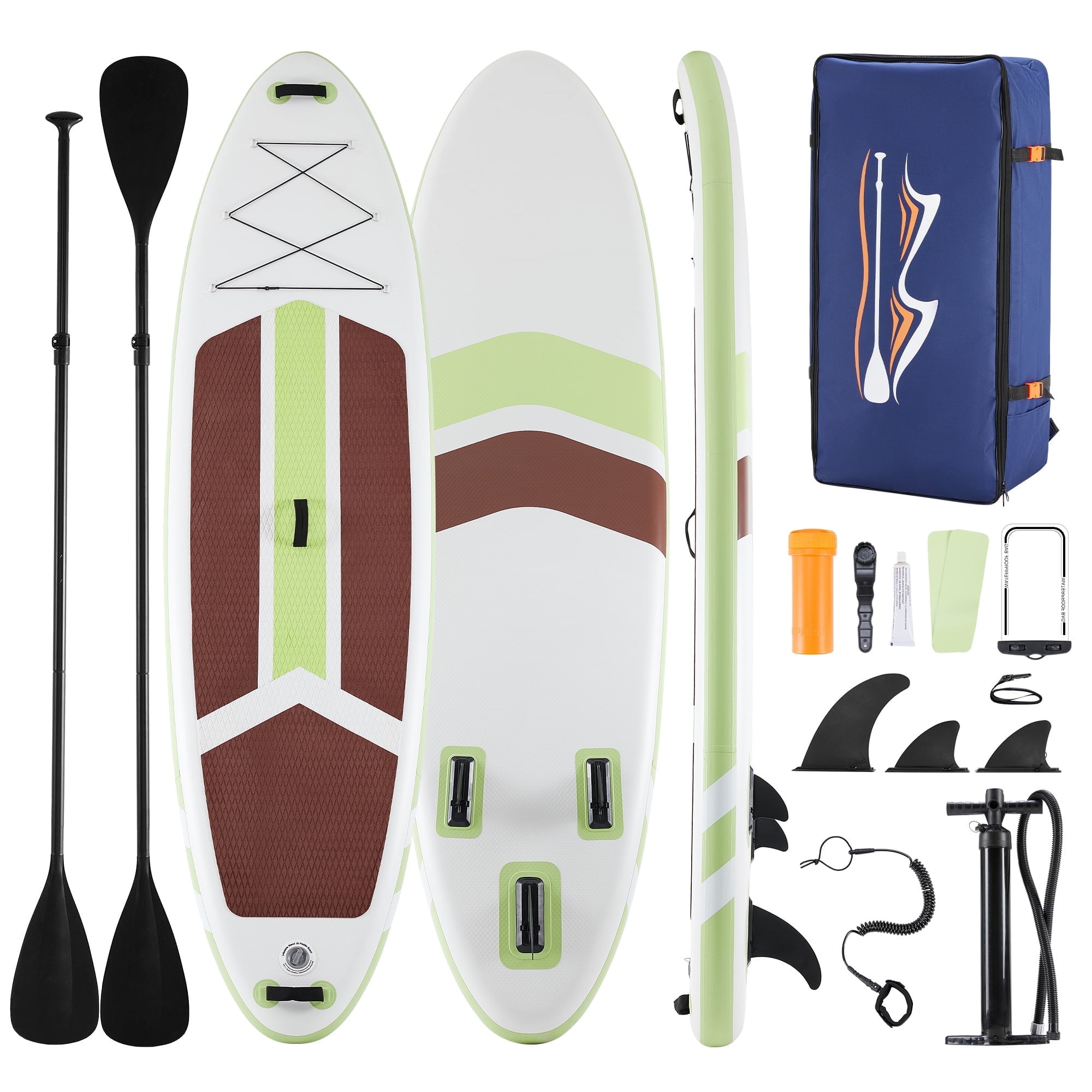 MCQ Inflatable Stand Up Paddle Board Durable Advanced Material and Complete SUP Accessories Non-Slip Deck, ﻿Brown and Gray