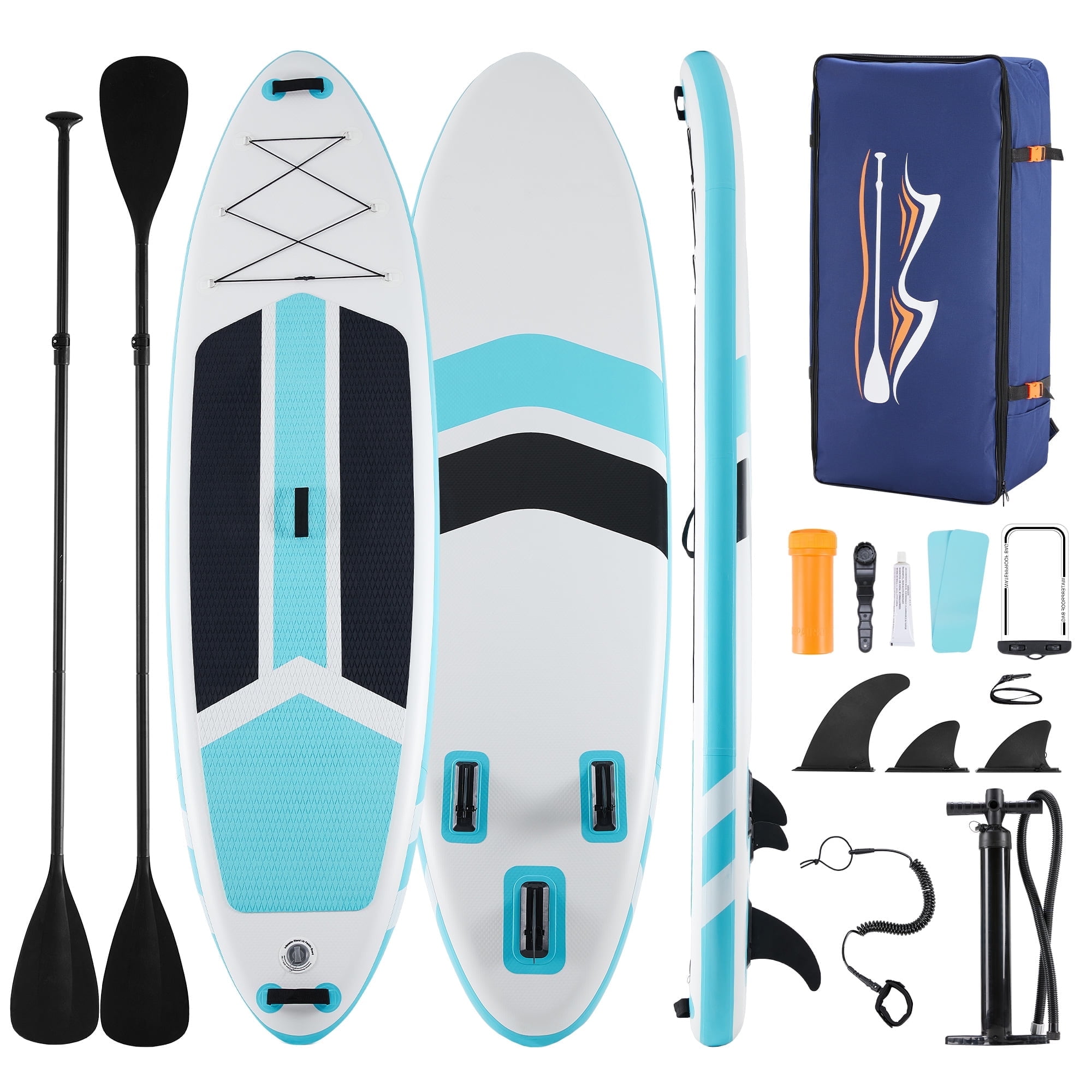 MCQ Inflatable Stand up Paddle Board Durable Advanced Material and Complete SUP Accessories Non-Slip Deck, ﻿Bule and Gray