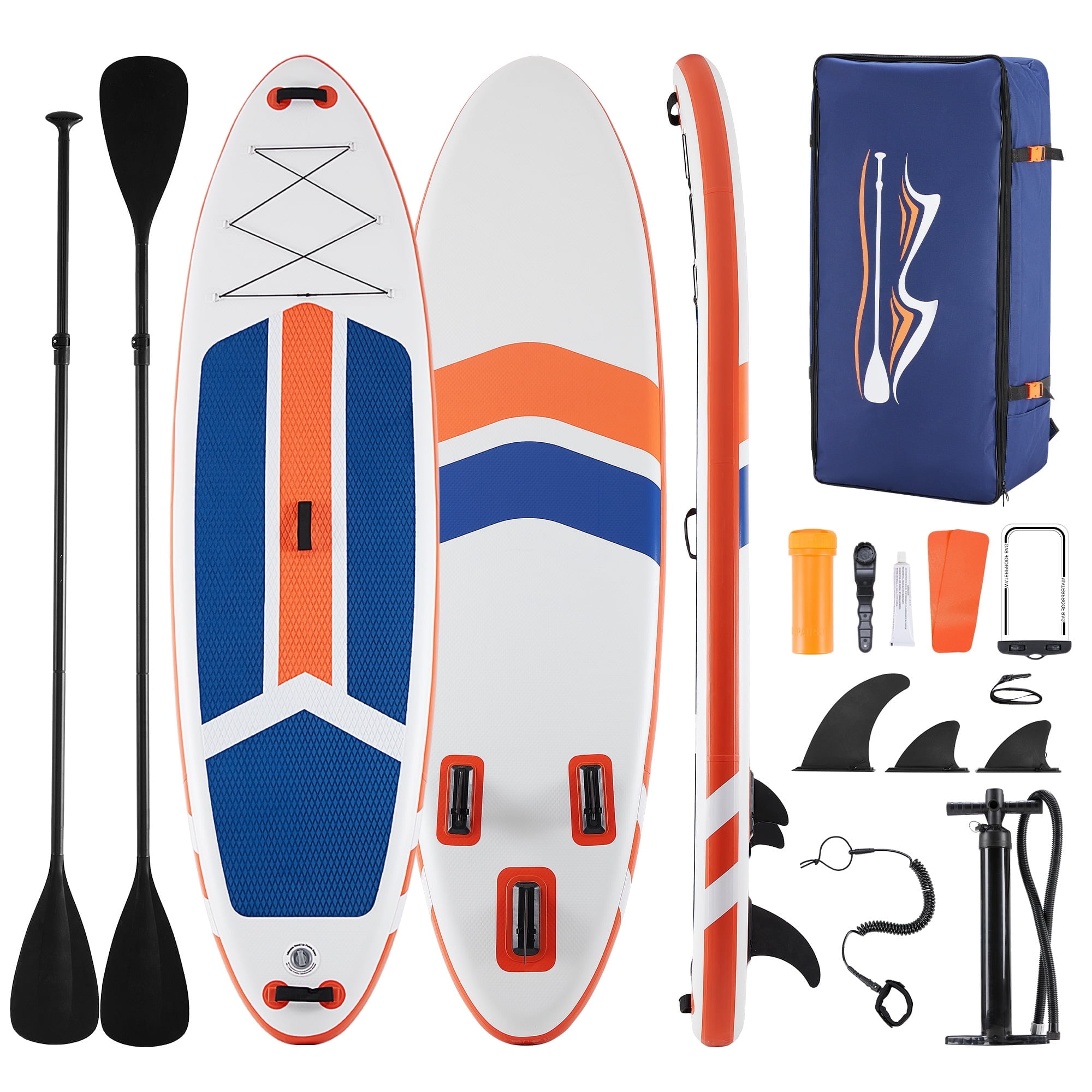 MCQ Inflatable Stand up Paddle Board Durable Advanced Material and Complete SUP Accessories Non-Slip Deck, ﻿Bule and Orange