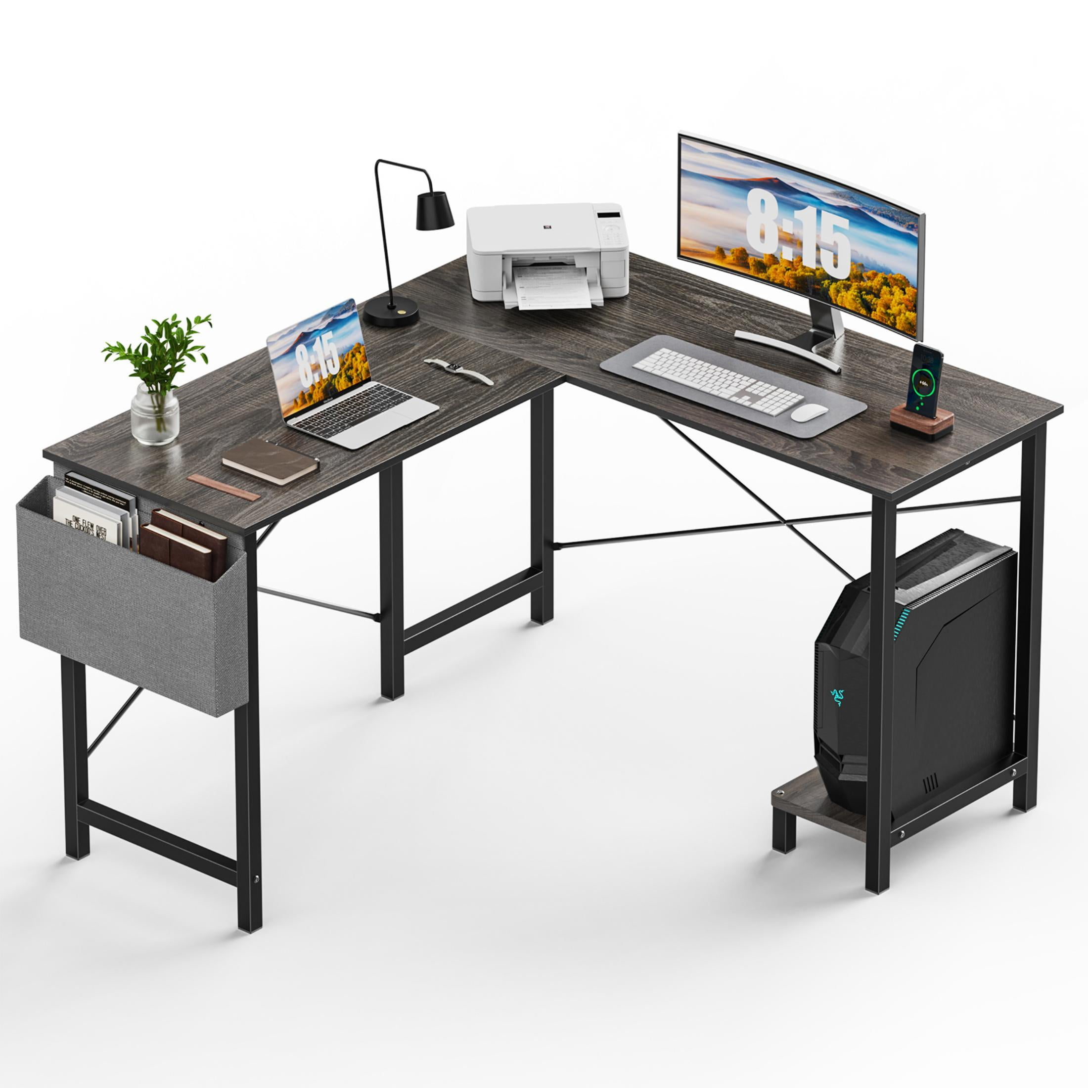 MCQ L Shaped Desk - Computer Desk Gaming Corner 50 Inch Home Office Writing Student Work PC Table, Gray