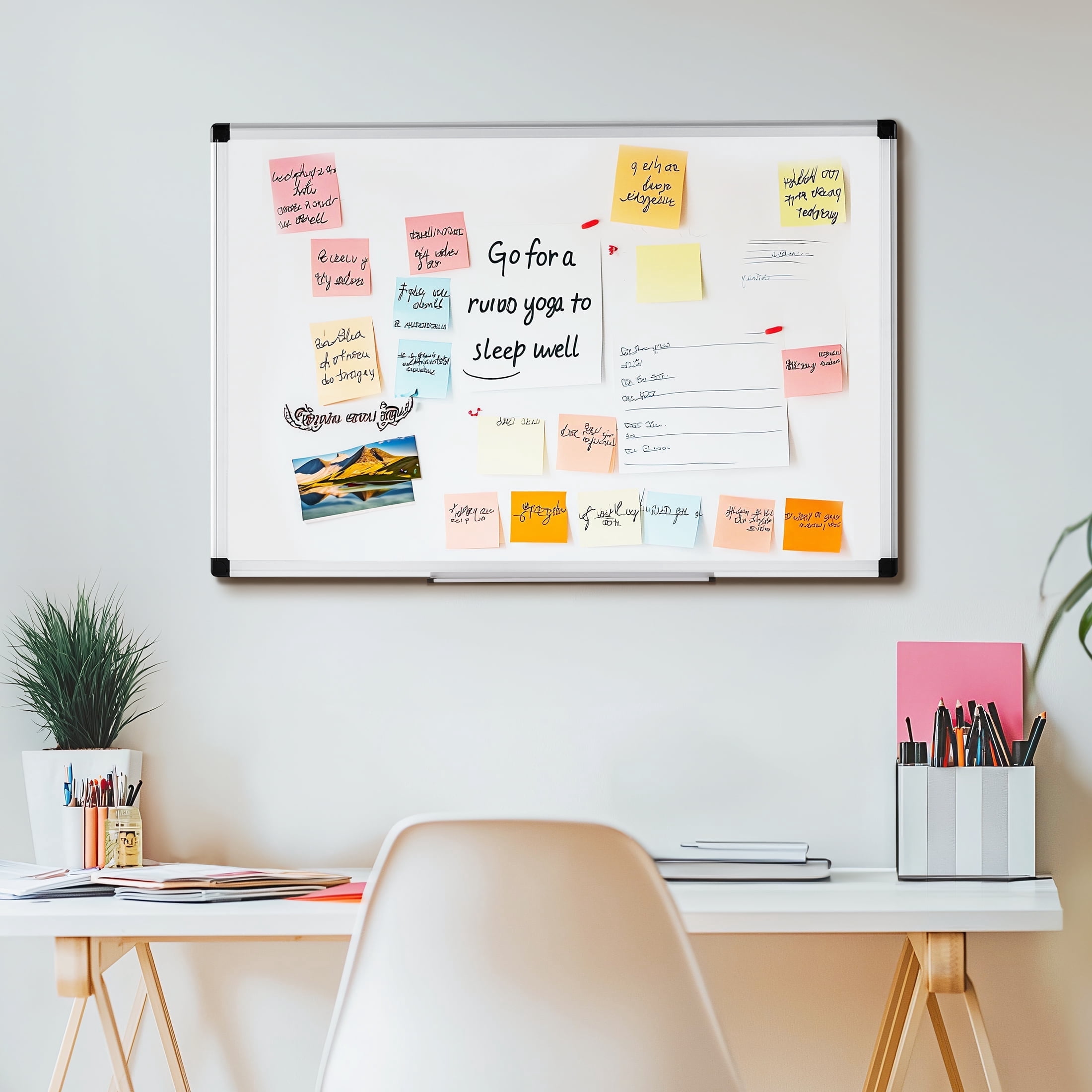 JIOABL 36"x24" Magnetic Dry Erase Board Dual Mounting Options Removable Pen Tray Aluminium Frame, White