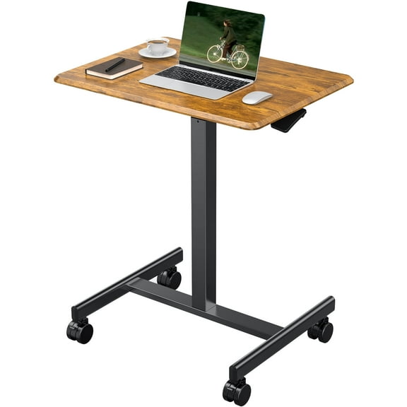 MCQ Mobile Height Adjustable Desk Computer ,Workstation for Classroom Home Office,Rust