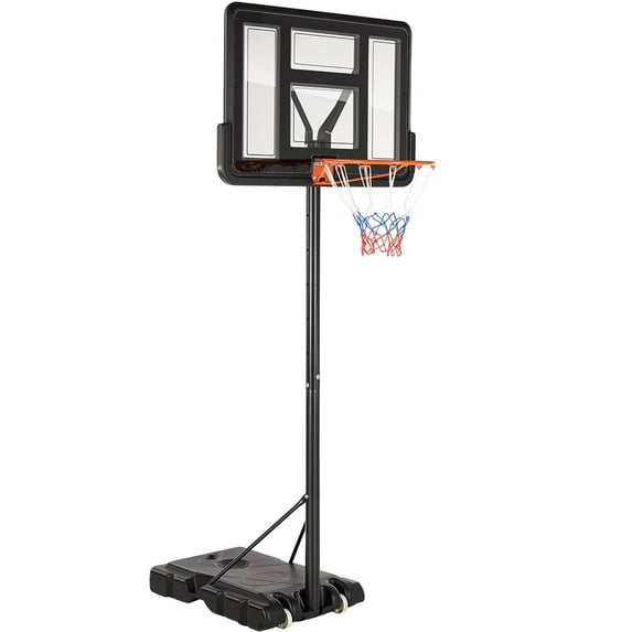 MCQ Portable Basketball Hoop System, 44 in Shatterproof Backboard, Adjustable Height 4.9 ft to 10 ft, Black