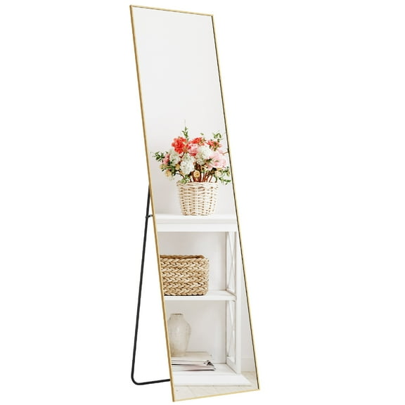 MCQ Rectangle Full Length Mirror 59"x16" Full Body Mirror Floor Mirrors, Gold