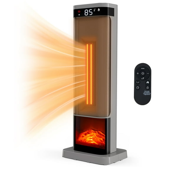 JIOABL Portable Space Heater with Remote, Thermostat, Overheating Protection for Indoor Use, Silver