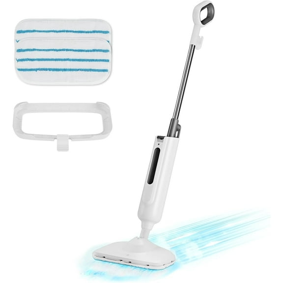 MCQ Steam Mop for Floor Cleaning, Lightweight  Steamer Cleaner for Hardwood/Tile/Laminate Floor Carpet, 2 Washable Mats, Elegant Grey