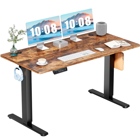 JIOABL Multi-choice question three-panel height adjustable desk, computer gaming desk, suitable for home work,OAK