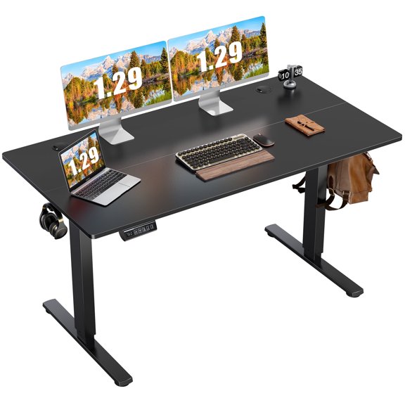 JIOABL multi-choice questions three-panel height adjustable desk, computer gaming desk, suitable for home work,Black