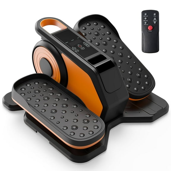 MCQ Under Desk Elliptical Machine, Electric Leg Pedal Exerciser with Remote 12 Speeds, Quiet Portable Fully Assembled for Seniors & Home Use, Orange