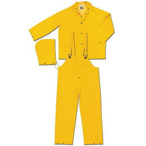MCR Classic FR Rainsuits, 35 Mil Yellow PVC 3 piece Rainsuit- Size Medium