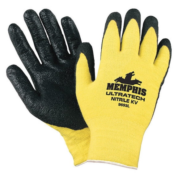 MCR SAFETY 9693XS Cut Gloves,XS,Yellow/Blk,Nitrile,PR
