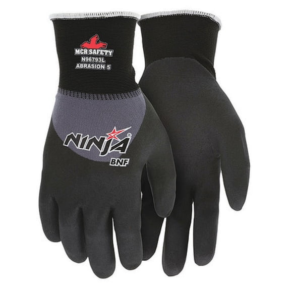 MCR™ Safety Ninja Breathable Nitrile Foam Nylon Gloves, Black, Medium