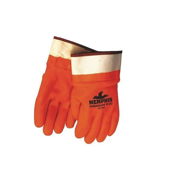 MCR Safety 127-6710F PVC Foam Lined Fully Coate Gloves, Fluorescent Orange - Large - Pack of 6