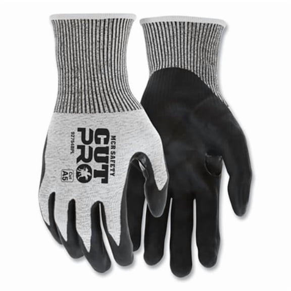 MCR Safety 127-92754BPXXL 13 ga Hyper Max Shell Bi-Polymer Polyurethane Coated Glove, Black, Salt & Pepper - 2XL