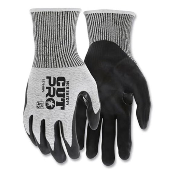 MCR Safety 127-92754BPXXL 13 ga Hyper Max Shell Bi-Polymer Polyurethane Coated Glove, Black, Salt & Pepper - 2XL