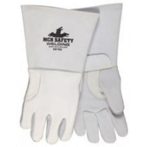 MCR Safety 135-49750XL 5 in. Gauntlet Cuff & Foam Lined Back Elkskin Welding Gloves, Pearl Gray - Extra Large