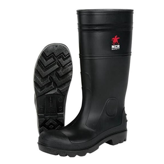 MCR Safety 14" PVC Boots, Plain Toe, Size 11 (6 Pairs)
