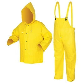 Sitex 3 Pc Rain Suit with Detachable Hood Jacket Bib Overalls 0.35 mm Thick Polyester PVC Yellow 3X Large Walmart