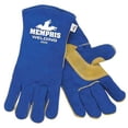 thumbnail image 1 of MCR Safety 4500S 13-Inch Memphis Split Cow Leather Welder Men's Gloves with Self Hemmed Cuff, Blue, Small, 1-Pair, 1 of 2