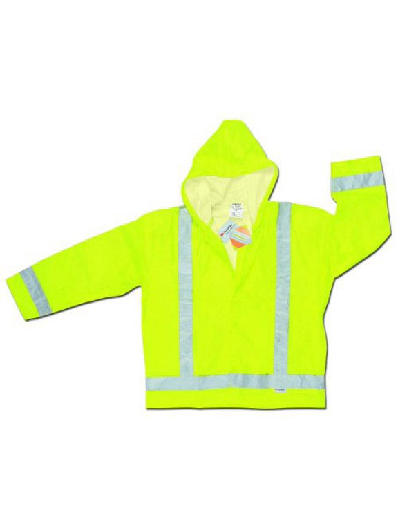 500RJHX3 Luminator Class 3 Polyester/Polyurethane Jacket with Attached Hood and 3M Silver Reflective Stripes, Lime Green, 3X-Large