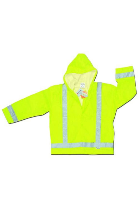 500RJHX3 Luminator Class 3 Polyester/Polyurethane Jacket with Attached Hood and 3M Silver Reflective Stripes, Lime Green, 3X-Large