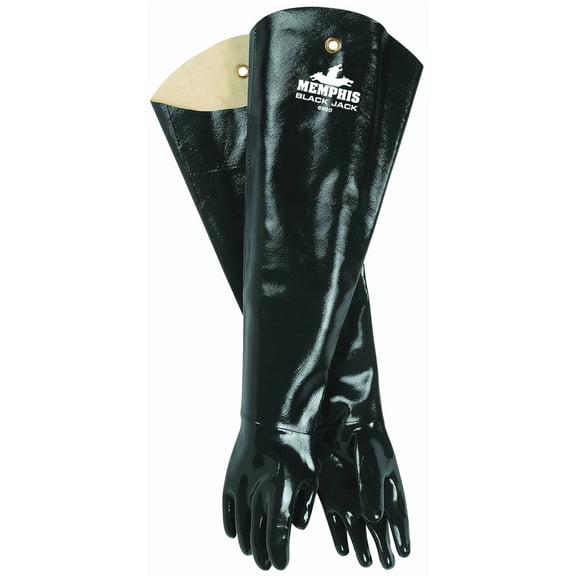 MCR Safety 6950 Black Jack Neoprene Interlock Lined Gloves with Shoulder Length Gauntlet Cuff, Black, Large CA3