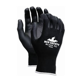 MCR Safety 9669XL Nylon Knitted Shell MCR Safetys with Black PU Dipped Palm and Fingers, Black, X-Large, 1-Pair