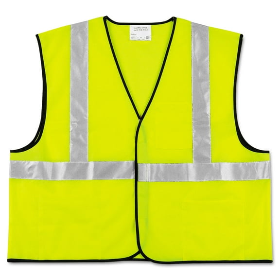 MCR Safety Class 2 Safety Vest, Fluorescent Lime with Silver Stripe, Polyester, 2X-Large