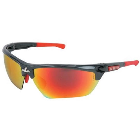 MCR Safety Dominator DM3 Safety Glasses, Fire Mirror Lens, Duramass HC/Polar - 1 PR (135-DM131RZ)