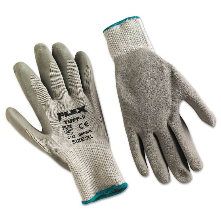 FlexTuff Latex Dipped Gloves, Gray, X-Large, 12 Pairs FlexTuff Latex Dipped Gloves, Gray, X-Large, 12 Pairs