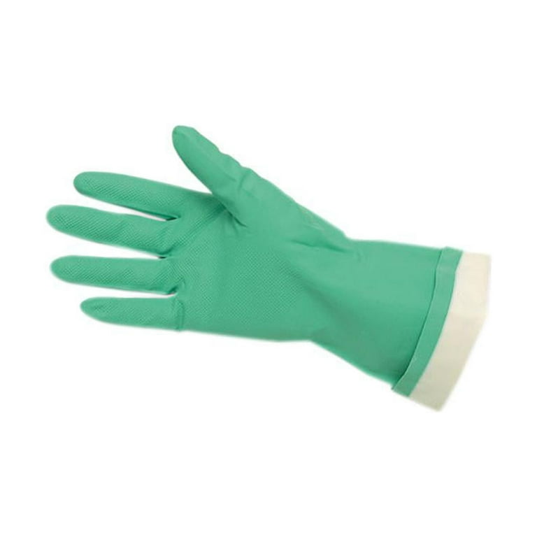 Flock-Lined Nitrile Gloves, One Size, Green, 12 Pairs Flock-Lined Nitrile Gloves, One Size, Green, 12 Pairs