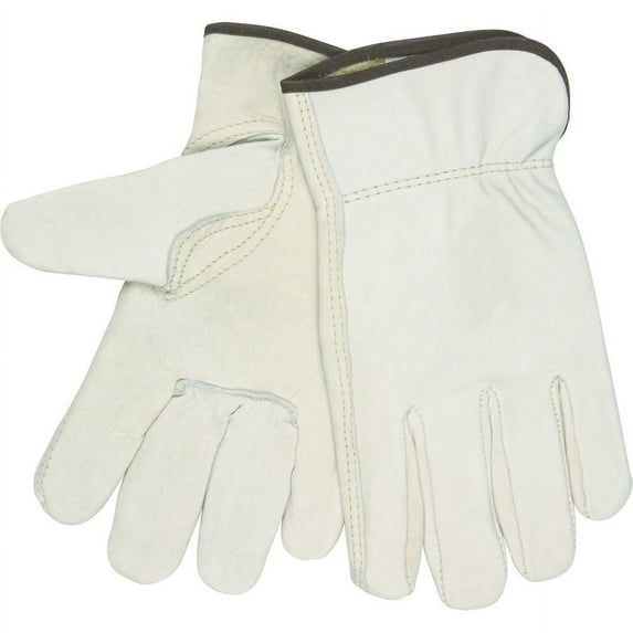 MCR Safety Leather Driver Gloves - Medium Size - Leather - Beige - 2 / Pair | Bundle of 5