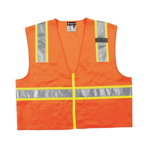 MCR Safety Luminatorâ„¢ Class 2 Surveyor's Solid Vest, 2X-Large, Orange/Lime Stripe (1 Unit)