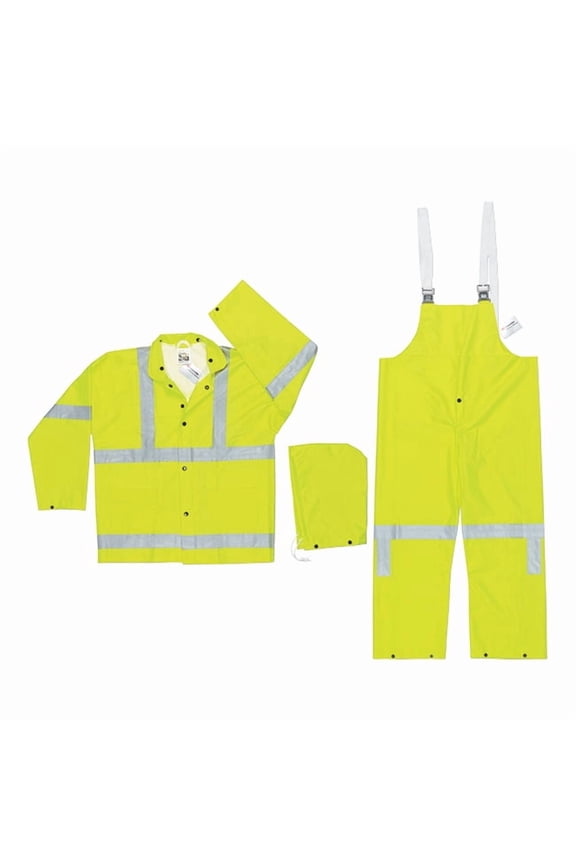 MCR Safety Luminator Class 3 Rain Suit, 2X-Large, Yellow, 1/Each