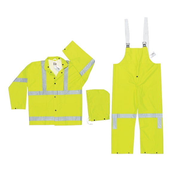 MCR Safety Luminator Class 3 Rain Suit, X-Large, Yellow, 1/Each