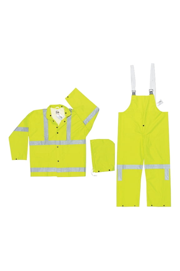 MCR Safety Luminator Class 3 Rain Suit, X-Large, Yellow, 1/Each