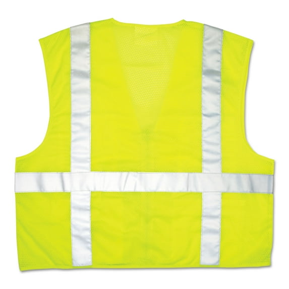 MCR Safety Luminator Safety Vest, Lime Green with Stripe, Medium